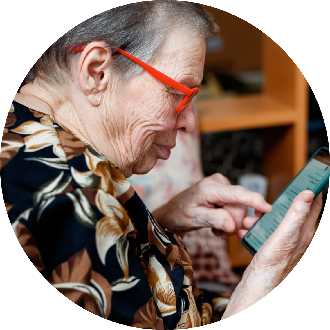 A woman using a smartphone app in Ukraine